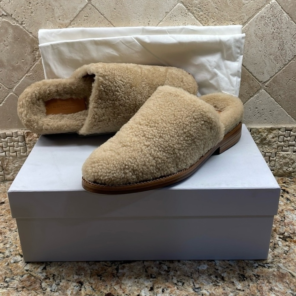 ROBERT CLERGERIE PARIS, GILLIEF, SHEARLING MULES, SIZE US 8.5, EU 38.5 - Picture 5 of 11